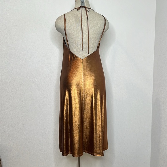 🔹 NBD x Revolve Kai Metallic Drape Front Backless Midi Dress - Picture 2 of 6